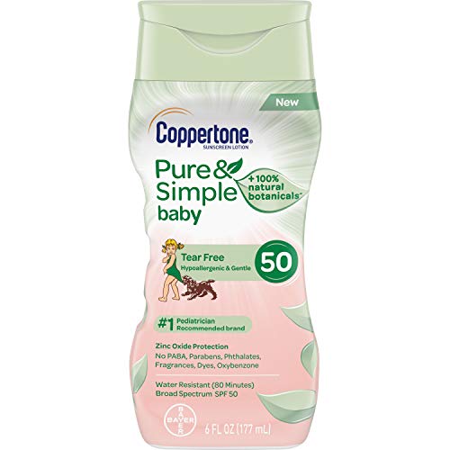 ''Coppertone Pure & Simple Baby SPF 50 SUNSCREEN Lotion, Tear Free, Water Resistant, #1 Pediatrician 