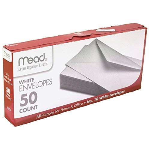 ''Mead 50 Pack, 4-1/8 x 9-1/2 #10 White ENVELOPES''