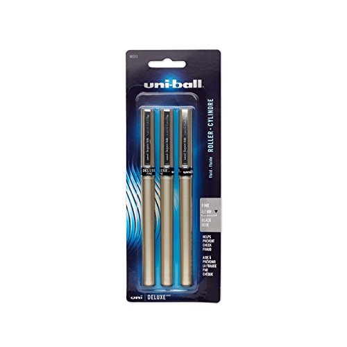 Product Image - uni-ball Deluxe Rollerball Pens, Fine Point (0.7mm), Black, 3 Count