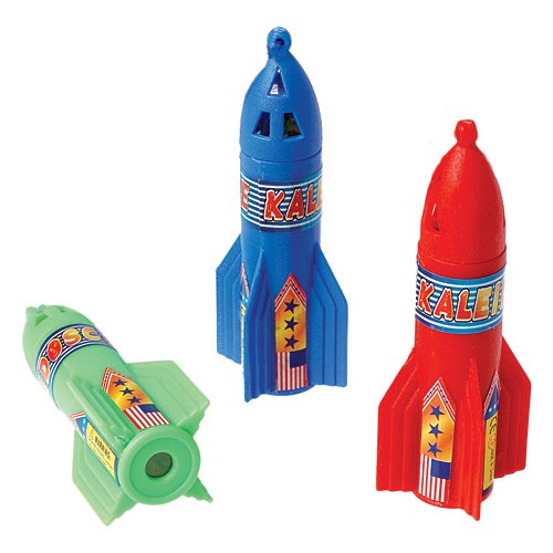 ''US TOY - Rocket Ship Kaleidoscopes, 4 Long Plastic, Assorted Colors, 1 Dozen''
