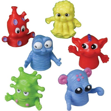 ''US TOY - Dozen Assorted Color Monster Finger Puppets -1.5, Made of Plastic (1-Pack of 12)''