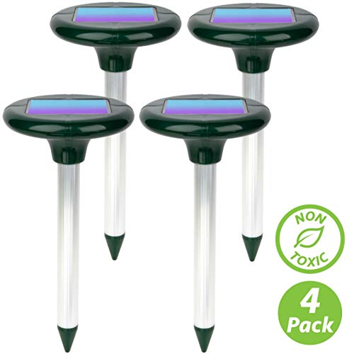 ''Livin' Well SOLAR Mole Repellent Yard Stakes - 4pk Sonic Outdoor Pest Control Rodent Repeller Spike